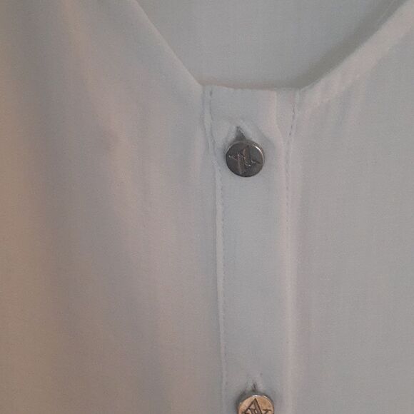 Adrianne vittadini shirt L  White blouse sheer flowy blouse top soft girl  top - Picture 5 of 6